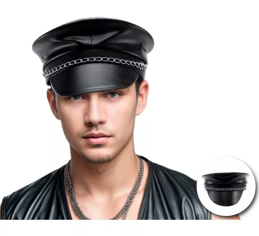 Translation missing: en.Gorra de Polipiel con cadena años 80 adulto