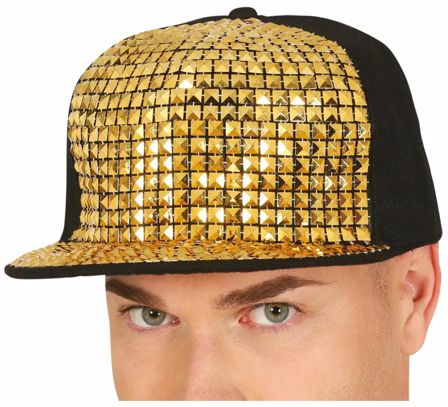 Translation missing: en.Gorra de Rapero con remaches dorados adulto