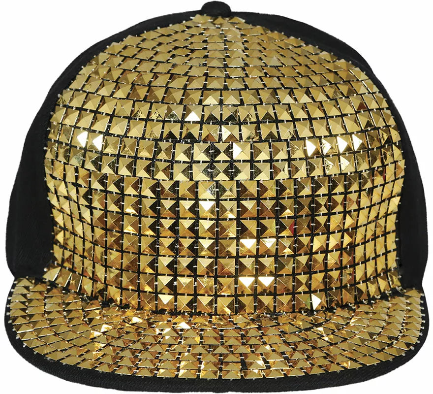 Translation missing: en.Gorra de Rapero con remaches dorados adulto