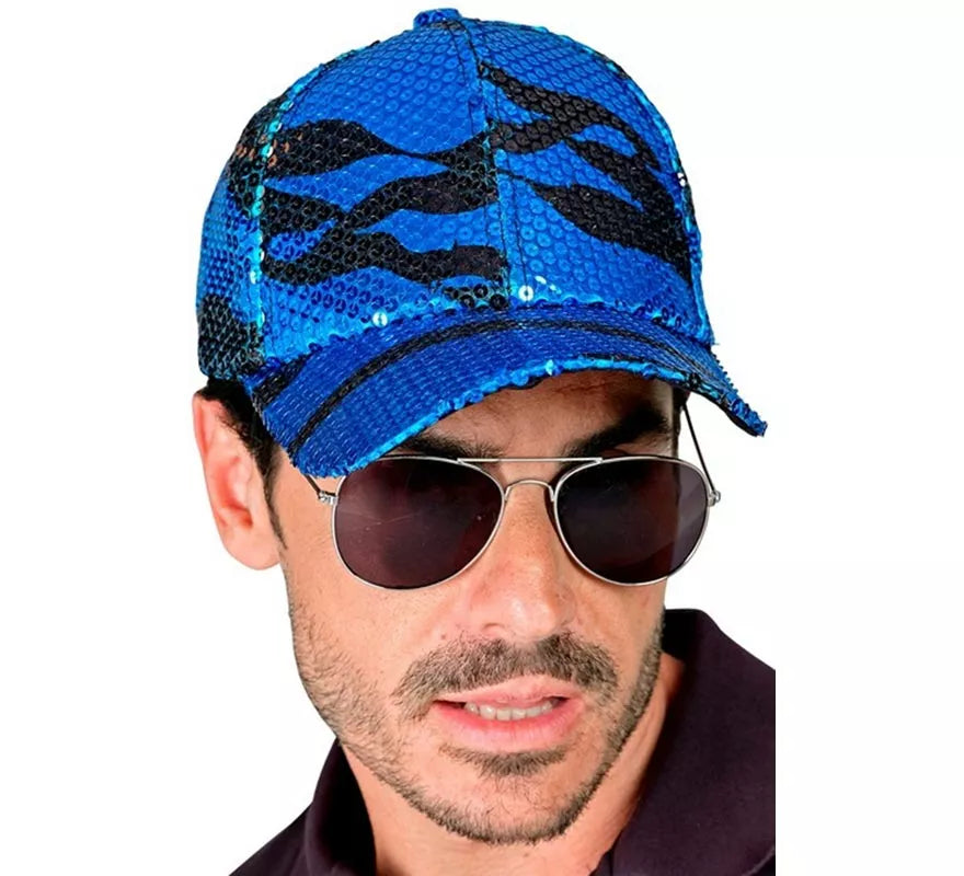 Gorra Ondas azul con Lentejuelas