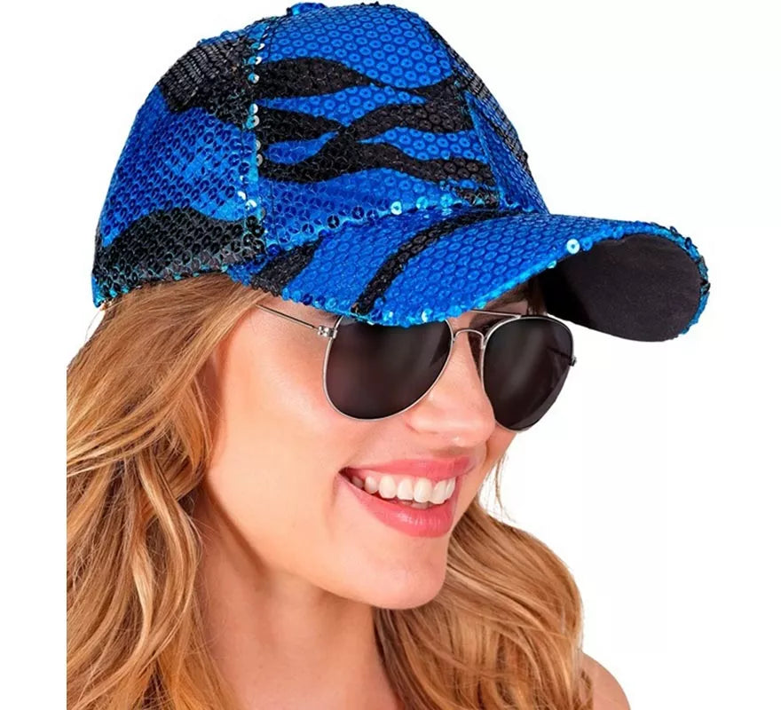 Gorra Ondas azul con Lentejuelas