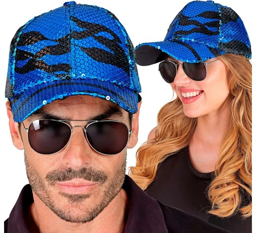 Gorra Ondas azul con Lentejuelas