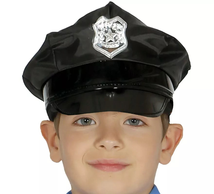 Gorra Policía infantil con placa dorada