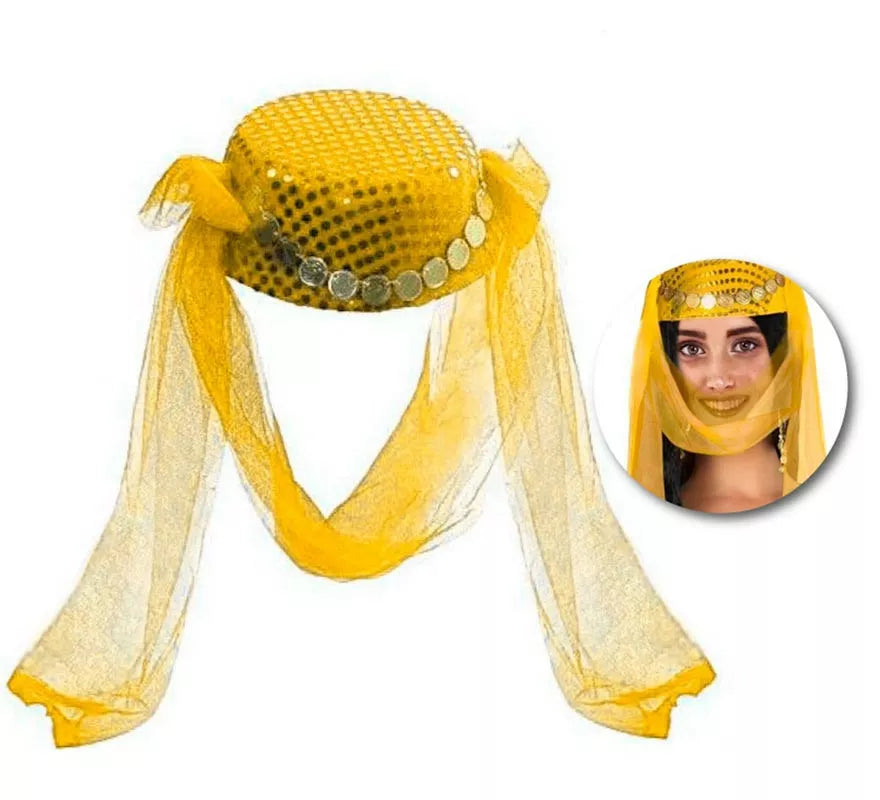 Translation missing: en.Gorro Árabe amarillo con velo adulto