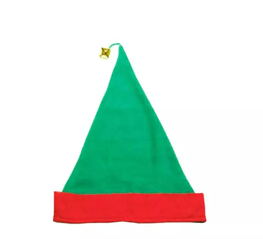 Gorro de Elfo Cascabel Fieltro verde y rojo