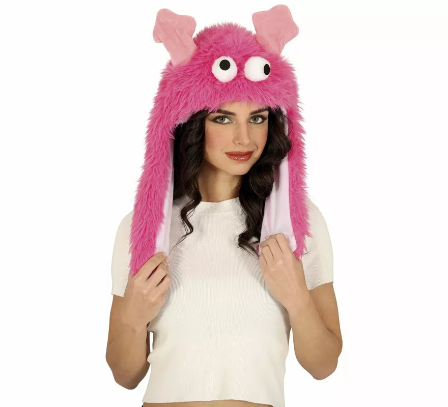 Gorro de Monstruito rosa adulto