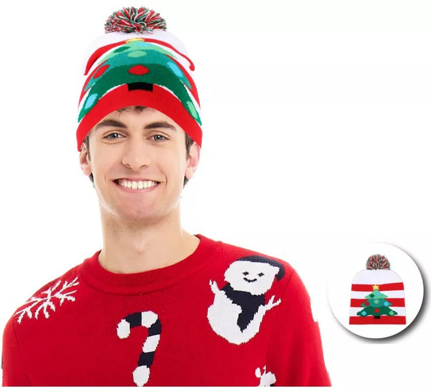 Translation missing: en.Gorro de Navidad Árbol Navideño a rayas adulto