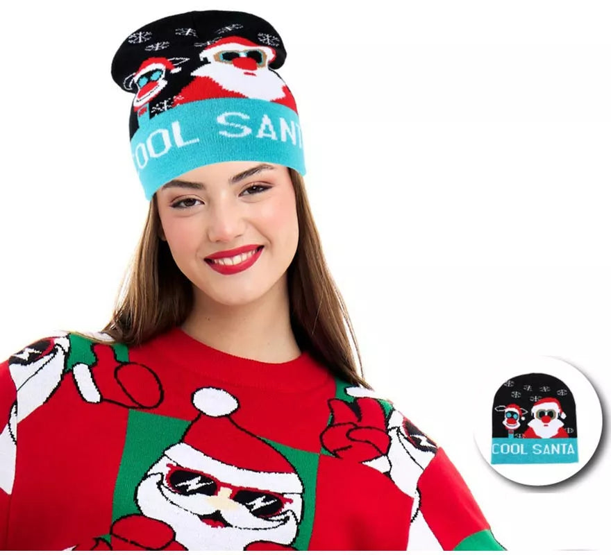 Translation missing: en.Gorro de Navidad Cool Papá Noel azul adulto