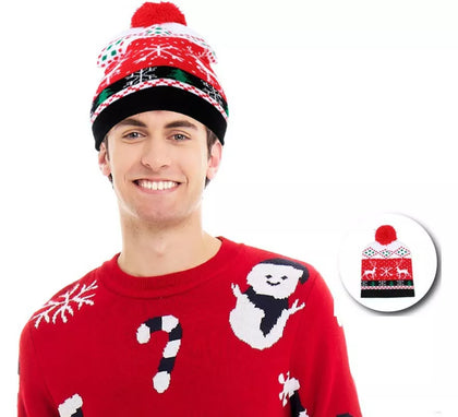 Gorro de Navidad Reno rojo y blanco adulto