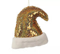 Gorro de Papá Noel Lentejuelas Oro 20 cm para decorar Árbol de Navidad