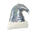 Gorro de Papá Noel Lentejuelas Plata 20 cm para decorar Árbol de Navidad