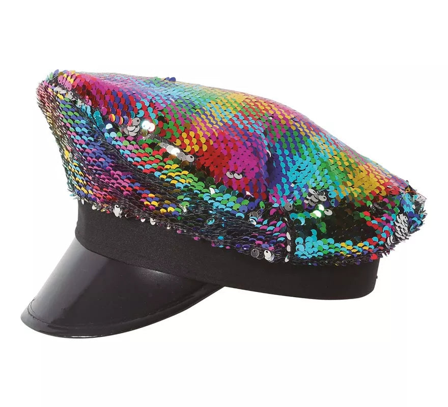 Gorro de Policía de Lentejuelas Multicolor para mujer