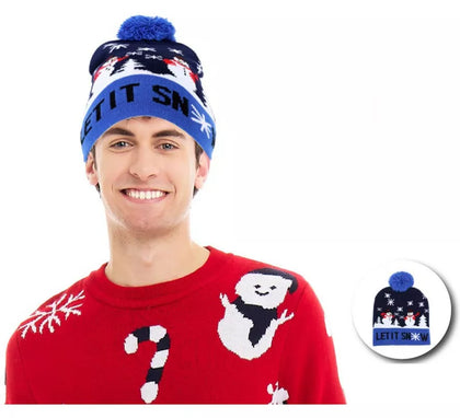Gorro de Reno en Nieve azul adulto
