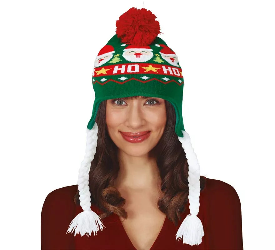 Gorro de Santa Claus con Trenzas