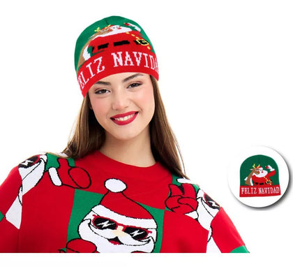 Gorro de Selfie Navideño verde adulto