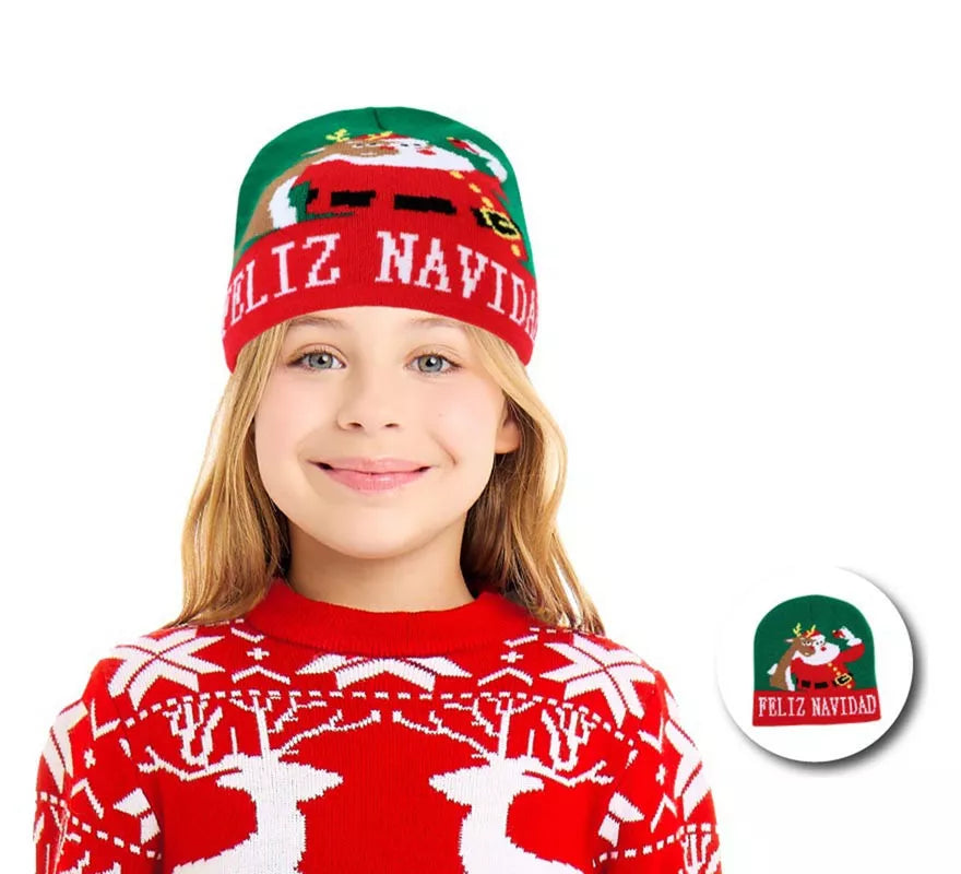 Translation missing: en.Gorro de Selfie Navideño verde infantil