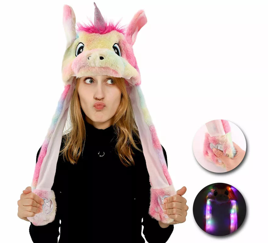 Gorro de Unicornio con Oreja Móviles y Luz