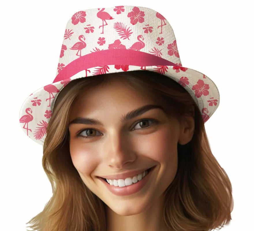 Translation missing: en.Gorro de Verano Flamencos rosa adulto