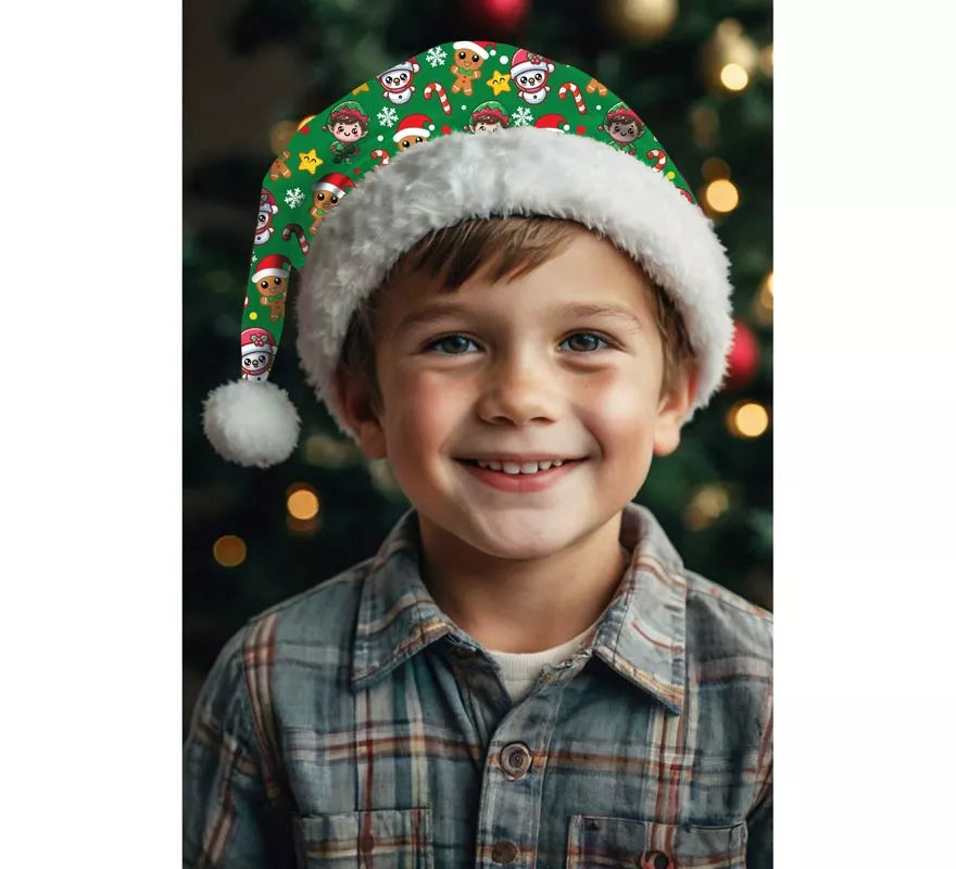 Gorro Estampado Navideño verde infantil