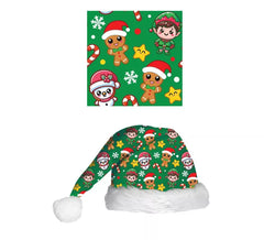 Green Christmas Printed Hat for Children