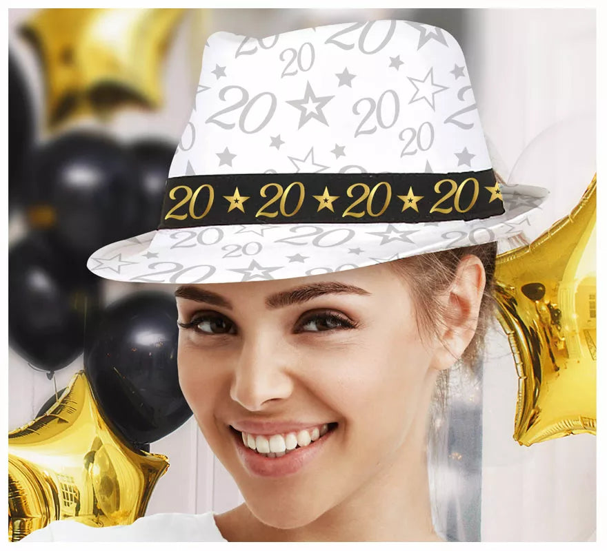 Gorro Gángster Blanco 20 Años Cumpleaños y Aniversarios