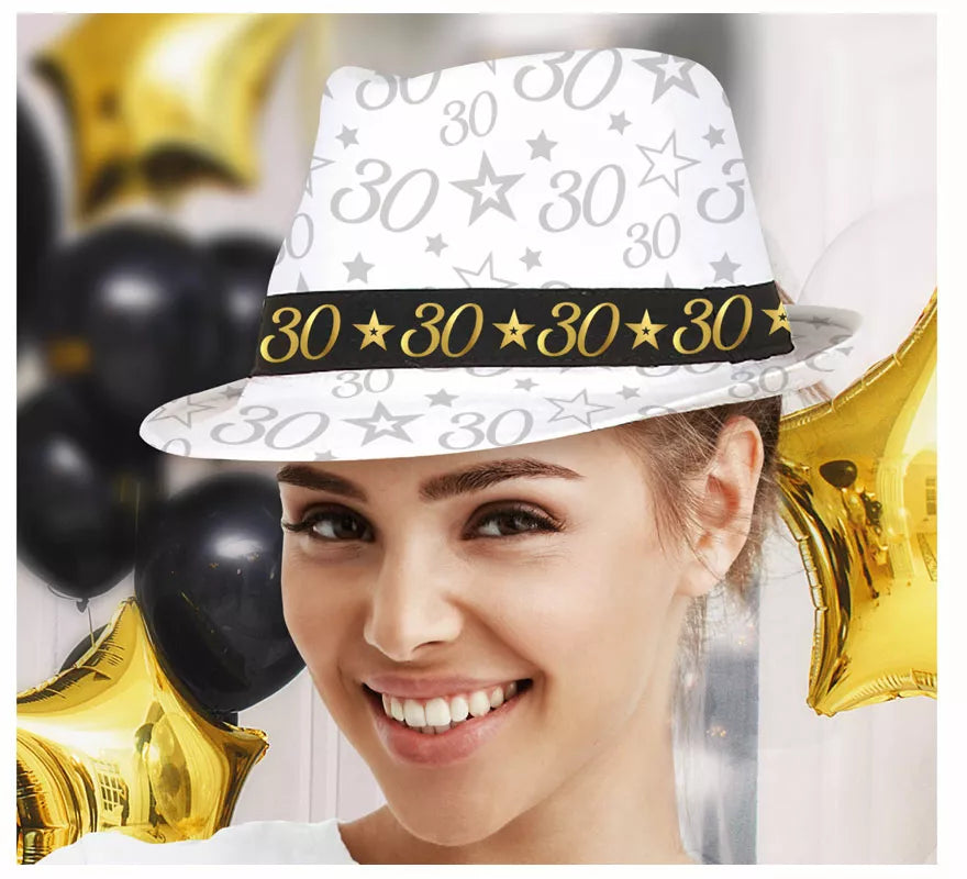 Gorro Gángster Blanco 30 Años Cumpleaños y Aniversarios