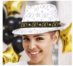 White Gangster Hat 50 Years Birthdays and Anniversaries