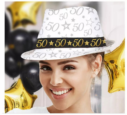 Gorro Gángster Blanco 50 Años Cumpleaños y Aniversarios