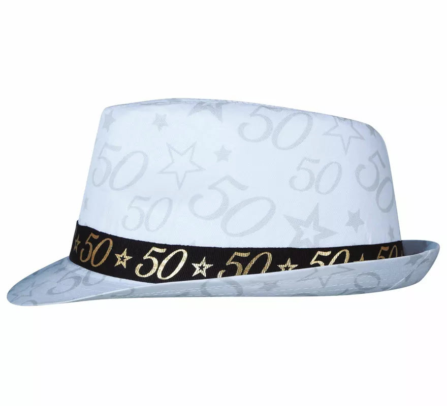 Gorro Gángster Blanco 50 Años Cumpleaños y Aniversarios
