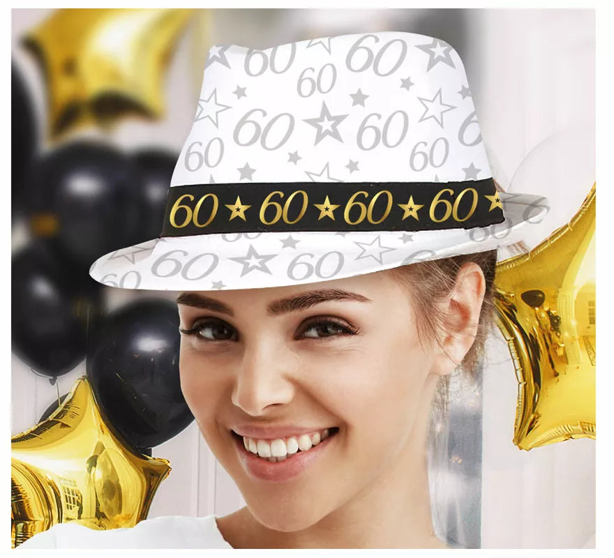 Gorro Gángster Blanco 60 Años Cumpleaños y Aniversarios