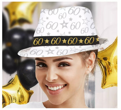 Gorro Gángster Blanco 60 Años Cumpleaños y Aniversarios