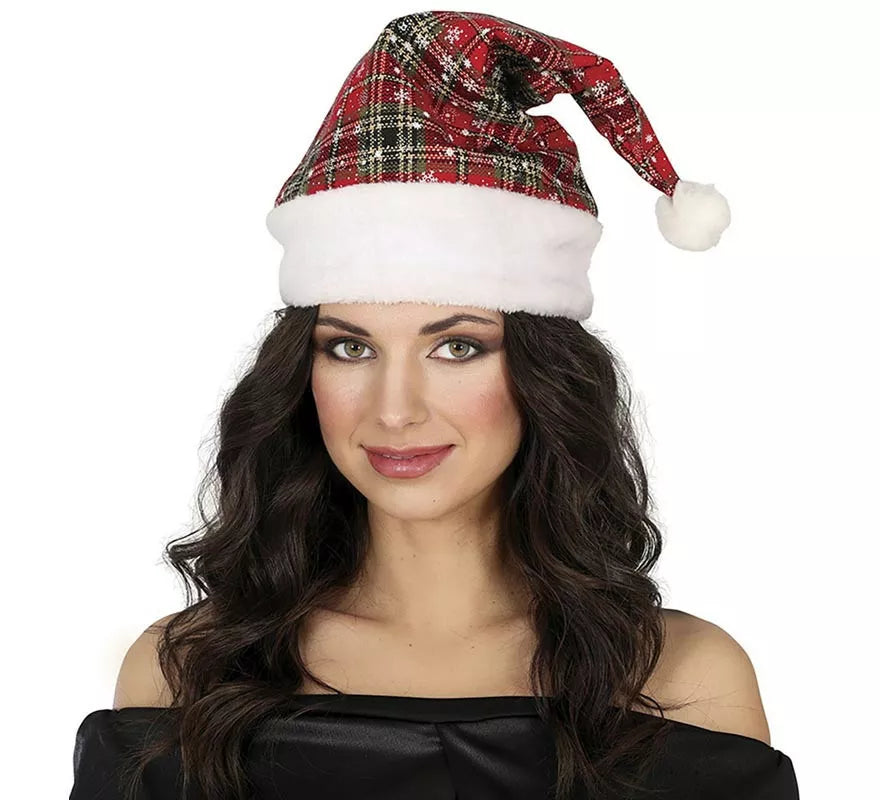 Gorro Navidad de Cuadros verde y rojo