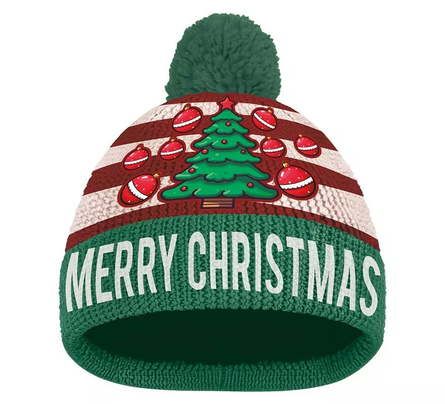 Gorro Navideño efecto verde Lana