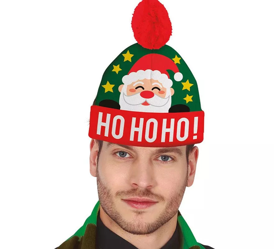 Gorro Navideño Papá Noel Ho Ho Ho con efecto lana