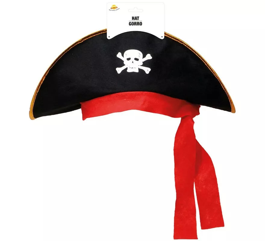 Gorro o Sombrero de Pirata negro con Calavera