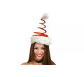 Gorro o Sombrero Espiral rojo con estrellas de Papá Noel