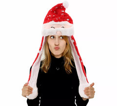 Santa Hat with Snowflakes and Moving Ears with Light