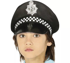 Chapéu de polícia com placa de prata