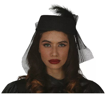 Gorro y Velo de Viuda Negro