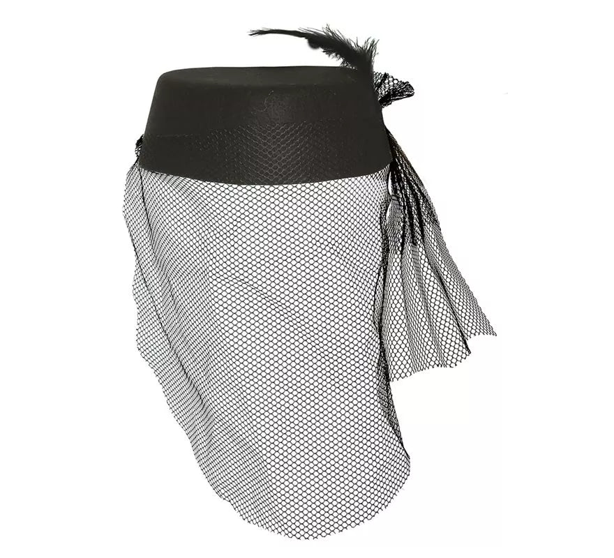 Gorro y Velo de Viuda Negro