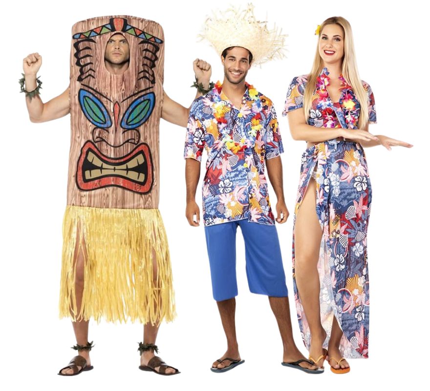 Hawaiian Group with Tiki Totem Tiki