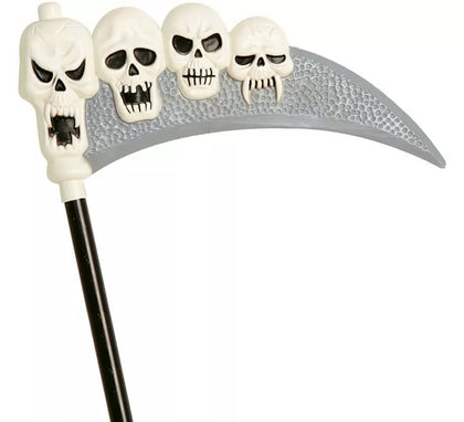 Guadaña con calaveras de 120 cm.