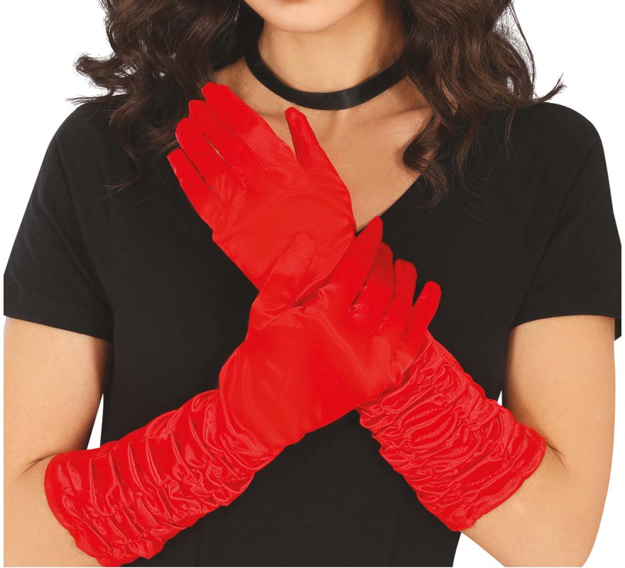 Translation missing: en.Guantes arrugados rojos de 45 cm
