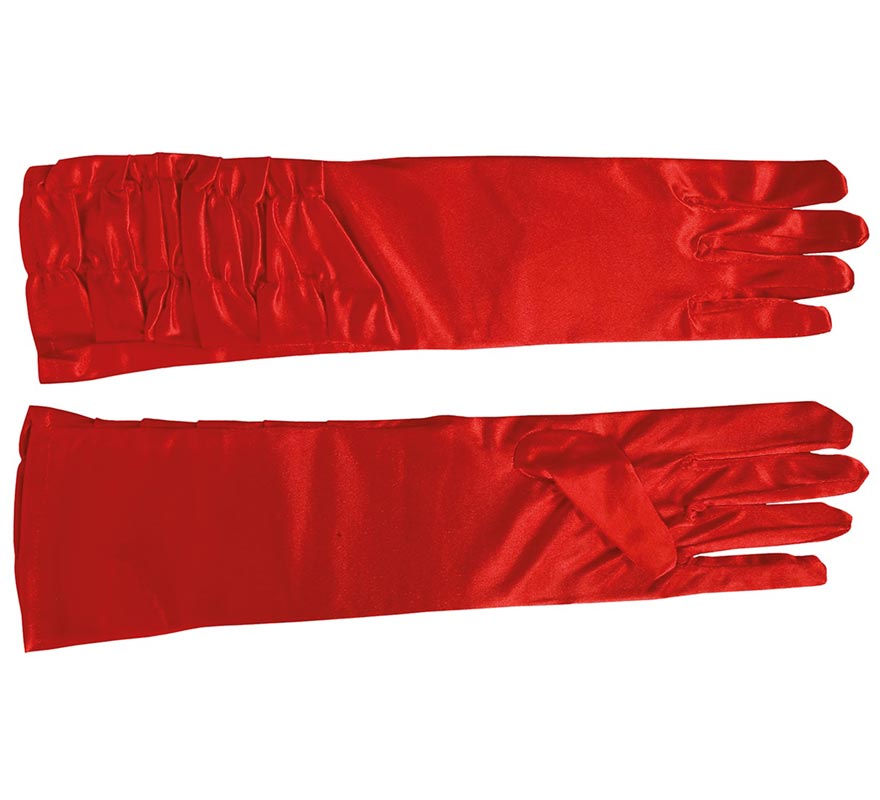 Guantes arrugados rojos de 45 cm.