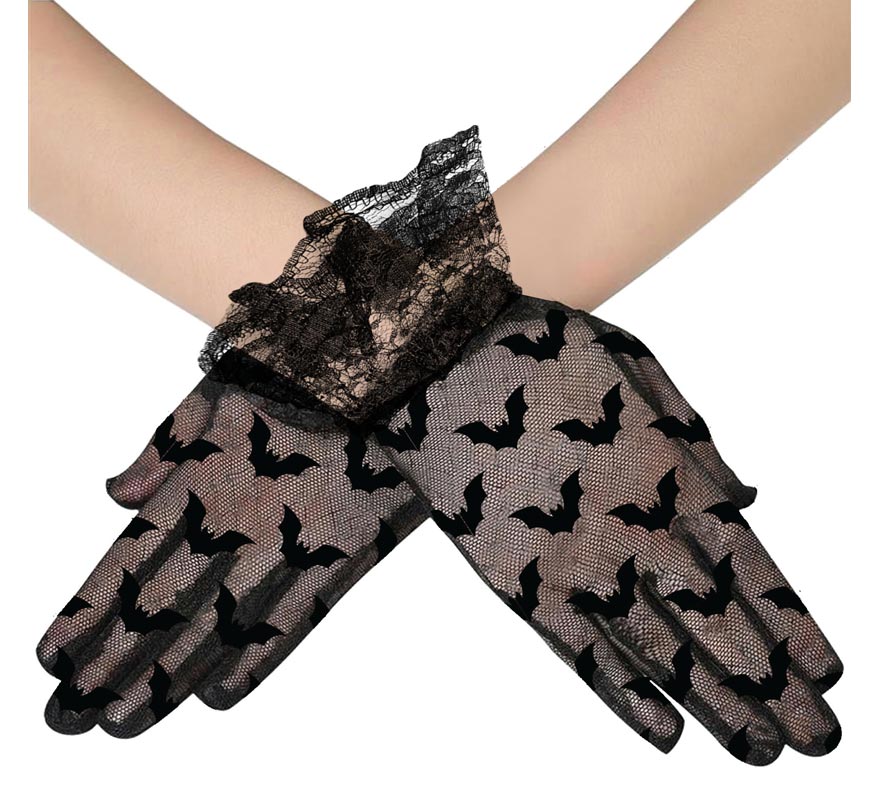 Translation missing: en.Guantes Calados negros de Murciélagos de 22 cm