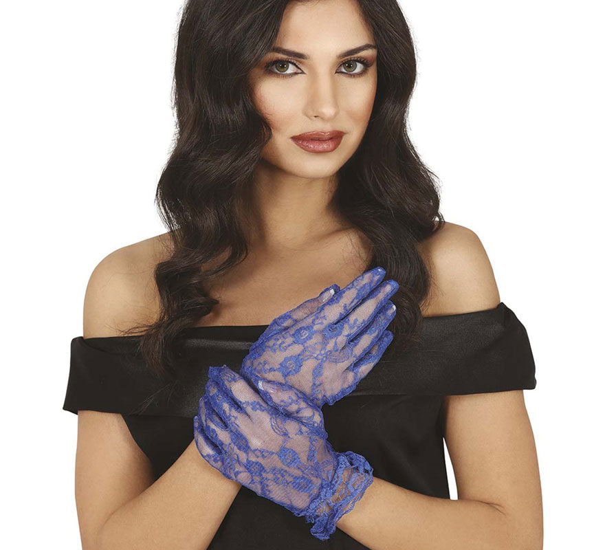 Translation missing: en.Guantes Calados Azul de 22 cms