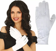 Luvas brancas com botões de 24 cm