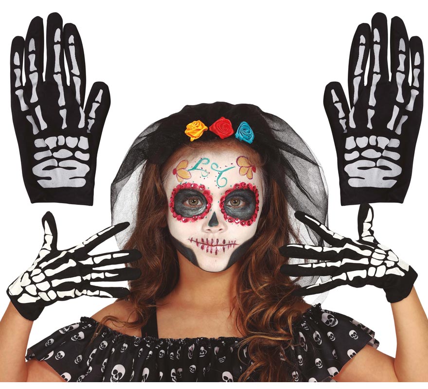 Guantes con Huesos de Esqueletos Infantiles