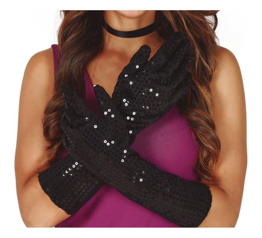 Guantes con Lentejuelas en varios colores de 39 cm