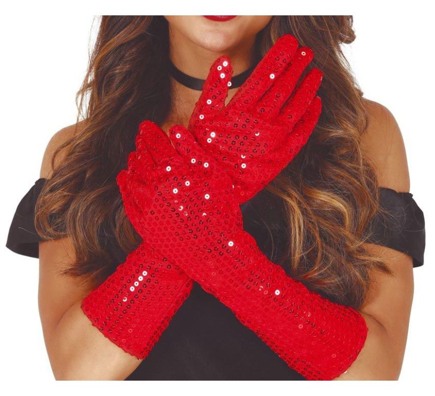 Guantes con Lentejuelas en varios colores de 39 cm